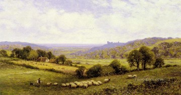  Alfred Obras - Cerca de Amberley Sussex con el castillo de Arundel en la distancia paisaje paisaje Alfred Glendening